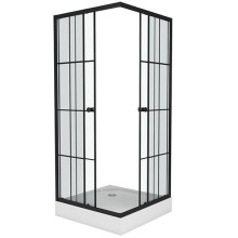 Душевой уголок Niagara NG-0190-14 90х90 профиль Черный стекло прозрачное с принтом