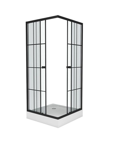 Душевой уголок Niagara NG-0190-14 90х90 профиль Черный стекло прозрачное с принтом