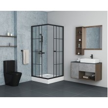 Душевой уголок Niagara NG-0190-14 90х90 профиль Черный стекло прозрачное с принтом