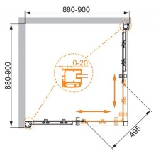 Душевой уголок Cezares Anima A-2 90x90 ANIMA-W-A-2-90-P-Cr профиль Хром стекло рифленое