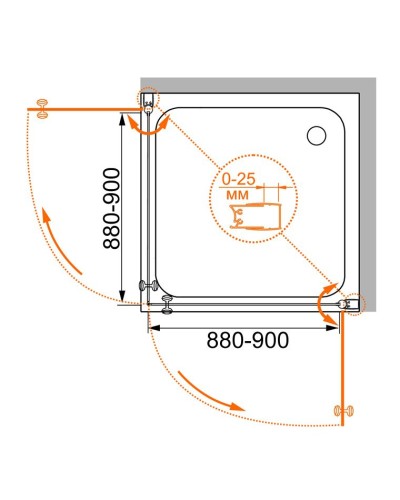 Душевой уголок Cezares Elena A-2 90x90 ELENA-W-A-2-90-C-Cr профиль Хром стекло прозрачное