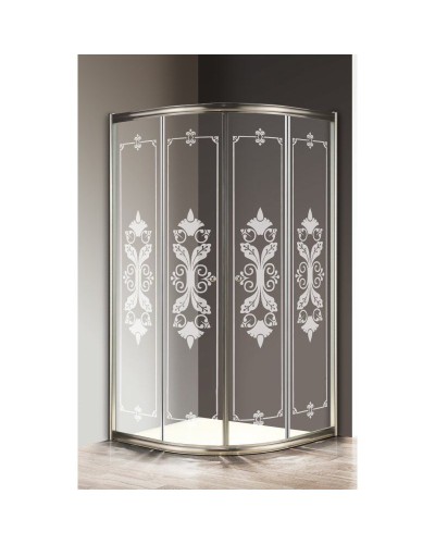 Душевой уголок Cezares Giubileo R2 100x100 GIUBILEO-R-2-100-SCORREVOLE-CP-St профиль Сатин стекло прозрачное с рисунком