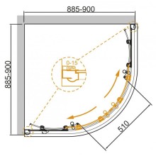Душевой уголок Cezares Giubileo R2 90x90 GIUBILEO-R-2-90-SCORREVOLE-C-G профиль Золото стекло прозрачное
