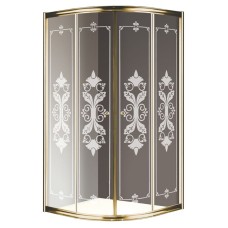 Душевой уголок Cezares Giubileo R2 90x90 GIUBILEO-R-2-90-SCORREVOLE-CP-G профиль Золото стекло прозрачное с матовым рисунком