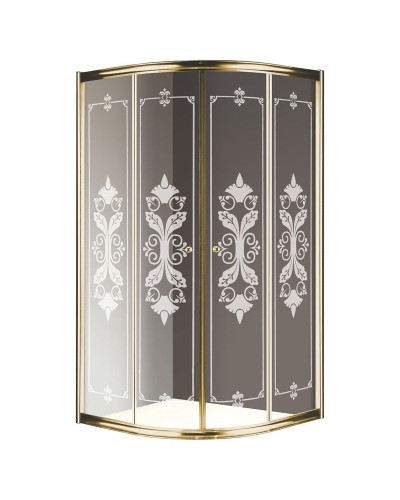 Душевой уголок Cezares Giubileo R2 90x90 GIUBILEO-R-2-90-SCORREVOLE-CP-G профиль Золото стекло прозрачное с матовым рисунком
