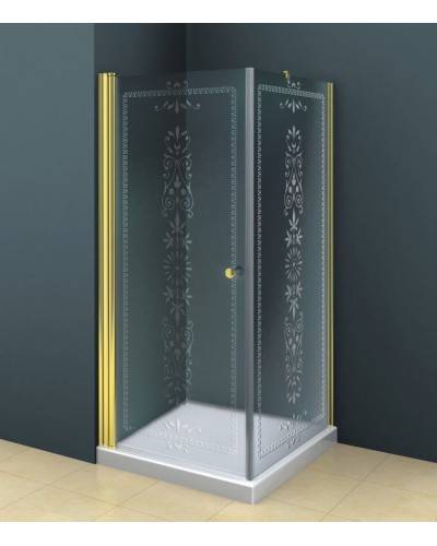 Душевой уголок Cezares ROYAL PALACE-A-AH-1-90/100-CP-G профиль Золото стекло прозрачное с матовым узором