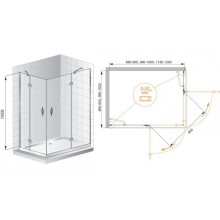 Душевой уголок Cezares BERGAMO-W-AH-2-100/90-C-Cr-L профиль Хром стекло прозрачное