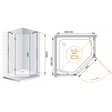 Душевой уголок Cezares Bergamo P-1 90x90 BERGAMO-W-P-1-90-C-Cr-R-IV IV профиль Хром стекло прозрачное