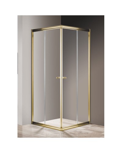 Душевой уголок Cezares Giubileo A-2 100х100 GIUBILEO-A-2-100-SCORREVOLE-C-G стекло прозрачное профиль Золото