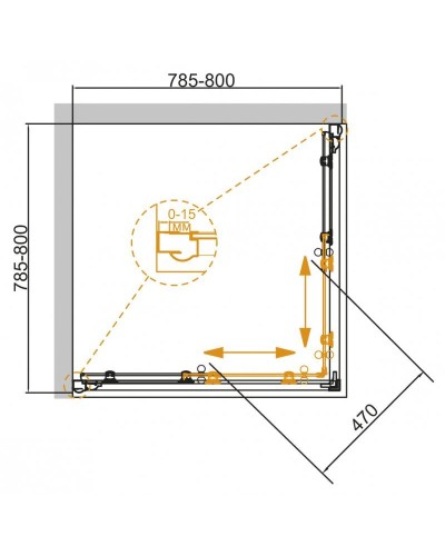 Душевой уголок Cezares Giubileo A-2 80х80 GIUBILEO-A-2-80-SCORREVOLE-C-Br стекло прозрачное профиль Бронза