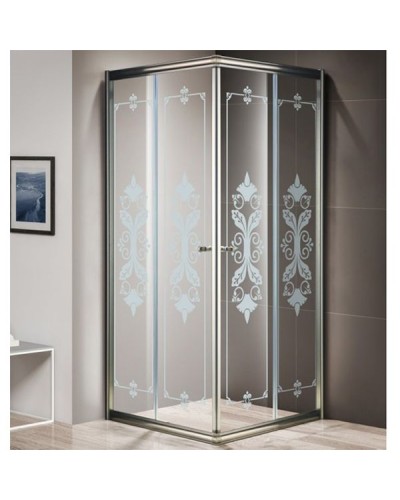 Душевой уголок Cezares Giubileo A-2 80х80 GIUBILEO-A-2-80-SCORREVOLE-CP-Br стекло прозрачное с матовым принтом профиль Бронза