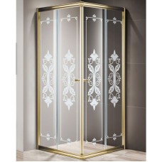 Душевой уголок Cezares Giubileo A-2 80х80 GIUBILEO-A-2-80-SCORREVOLE-CP-G стекло прозрачное с матовым принтом профиль Золото
