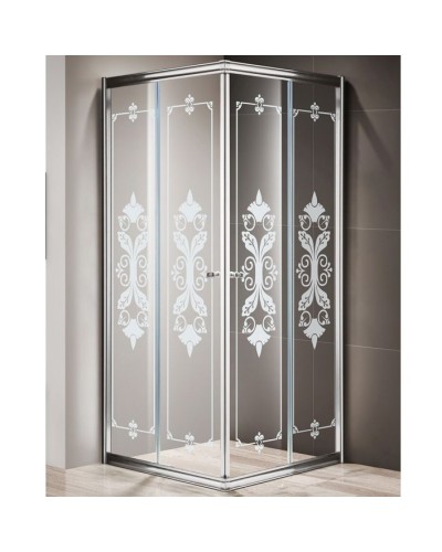 Душевой уголок Cezares Giubileo A-2 80х80 GIUBILEO-A-2-80-SCORREVOLE-CP-Cr стекло прозрачное с матовым принтом профиль Хром