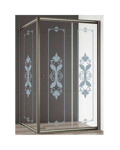 Душевой уголок Cezares GIUBILEO-AH-1-120/90-SCORREVOLE-CP-Br стекло прозрачное с матовым принтом профиль Бронза