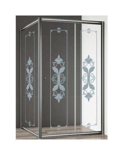 Душевой уголок Cezares GIUBILEO-AH-1-120/90-SCORREVOLE-CP-Cr стекло прозрачное с матовым принтом профиль Хром