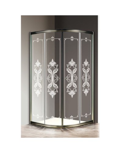 Душевой уголок Cezares Giubileo R-2 90х90 GIUBILEO-R-2-90-SCORREVOLE-CP-Br стекло прозрачное с матовым принтом профиль Бронза