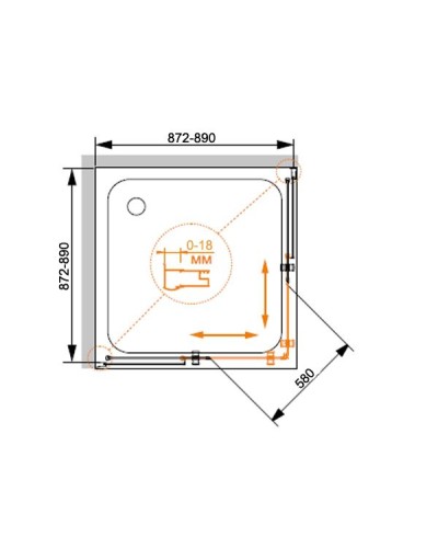 Душевой уголок Cezares Pratico A-2 90x90 PRATICO-A-2-90-C-Cr профиль Хром стекло прозрачное