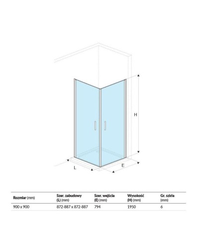 Душевой уголок Excellent Mazo 90х90 KAEX.3022.1010.9090.LP профиль Хром стекло прозрачное