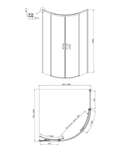Душевой уголок Ambassador Queen 100х100 11011102 профиль Хром стекло прозрачное
