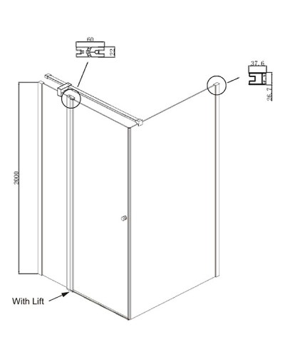 Душевой уголок Ambassador Nord 100х100 13011106 профиль Хром стекло прозрачное