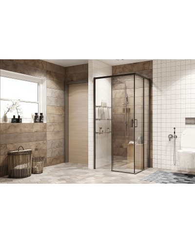 Душевой уголок Ambassador Queen 90х90 11011203Black профиль Черный стекло прозрачное