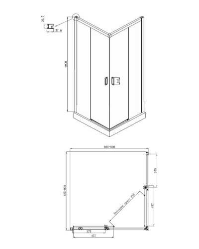 Душевой уголок Ambassador Queen 90х90 11011203Black профиль Черный стекло прозрачное