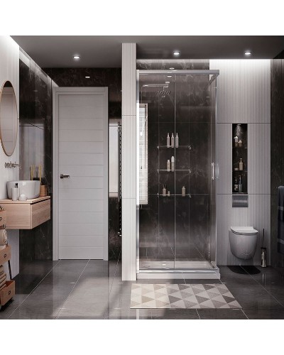 Душевой уголок Ambassador Kingston 100х100 14011103 профиль Хром стекло прозрачное