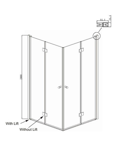 Душевой уголок Ambassador Nord 90х90 13011108 профиль Хром стекло прозрачное