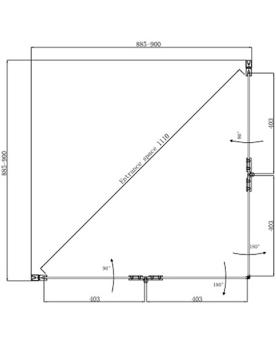 Душевой уголок Ambassador Nord 90х90 13011108 профиль Хром стекло прозрачное