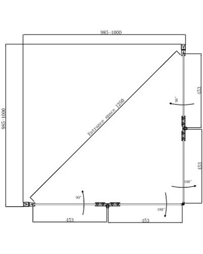 Душевой уголок Ambassador Nord 100х100 13011109 профиль Хром стекло прозрачное