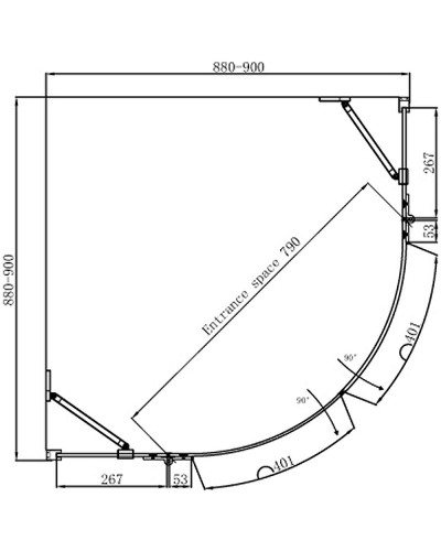 Душевой уголок Ambassador Diamond 90х90 12011101 профиль Хром стекло прозрачное