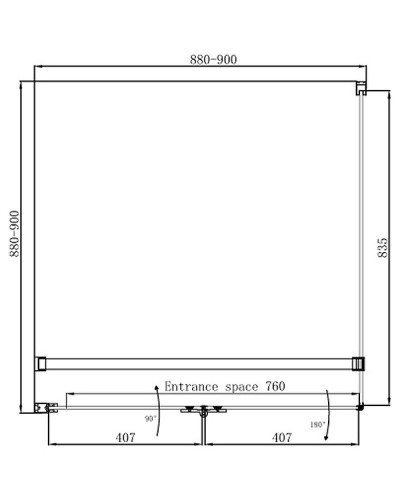 Душевой уголок Ambassador Diamond 90х90 12011105L профиль Хром стекло прозрачное