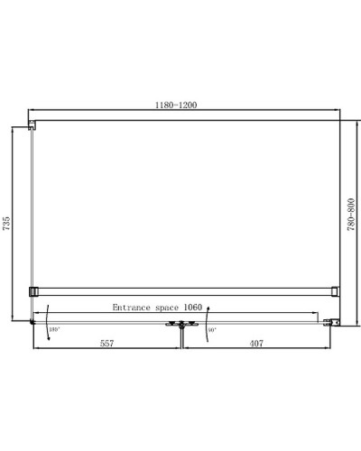 Душевой уголок Ambassador Diamond 120х80 12011107R профиль Хром стекло прозрачное