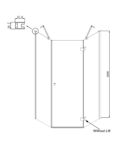 Душевой уголок Ambassador Diamond 90х90 12011111R профиль Хром стекло прозрачное