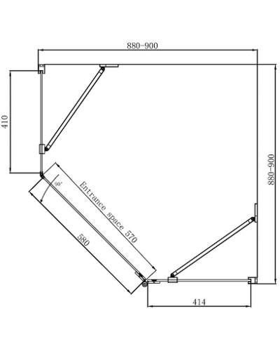 Душевой уголок Ambassador Diamond 90х90 12011111R профиль Хром стекло прозрачное