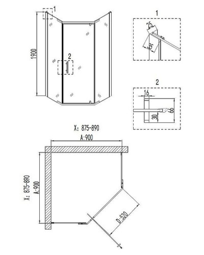 Душевой уголок Niagara Nova 90х90 NG-6605-08 профиль Хром стекло прозрачное