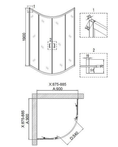 Душевой уголок Niagara Nova 90х90 NG-6606-08 профиль Хром стекло прозрачное
