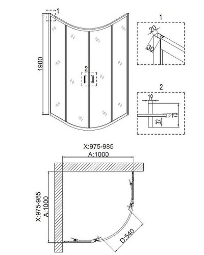 Душевой уголок Niagara Nova 100х100 NG-6607-08 профиль Хром стекло прозрачное