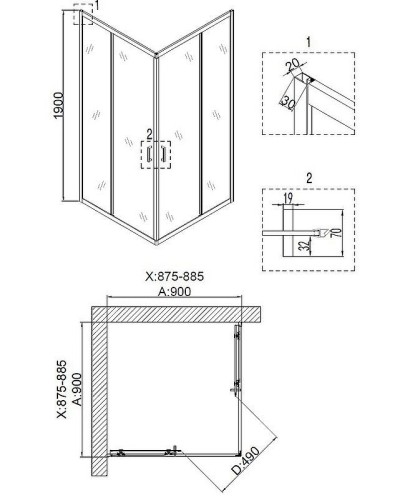 Душевой уголок Niagara Nova 90х90 NG-6608-08 профиль Хром стекло прозрачное