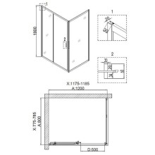 Душевой уголок Niagara Nova 120х80 NG-6612-08 профиль Хром стекло прозрачное