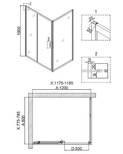 Душевой уголок Niagara Nova 120х80 NG-6612-08 профиль Хром стекло прозрачное