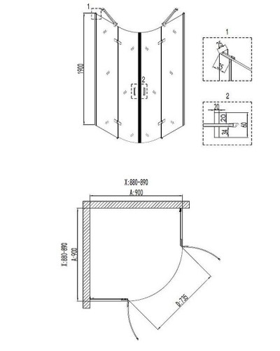 Душевой уголок Niagara Nova 90х90 NG-6615-08 профиль Хром стекло прозрачное