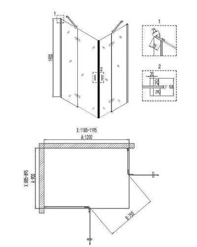 Душевой уголок Niagara Nova 120х90 NG-6618-08 профиль Хром стекло прозрачное