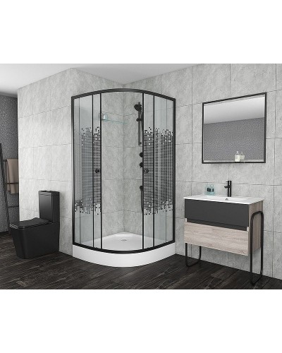 Душевой уголок Niagara Eco 80х80 NG-003-14 Black профиль Черный стекло с рисунком