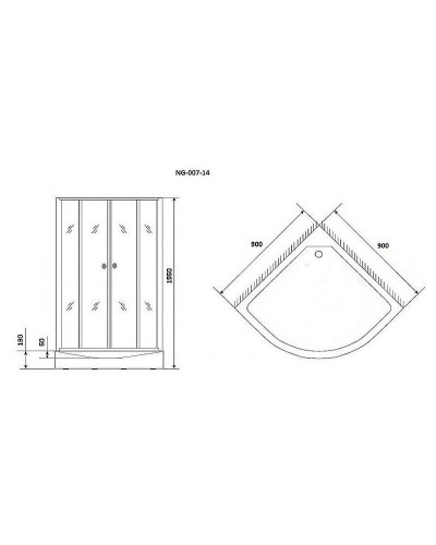 Душевой уголок Niagara Eco 90x90 NG-007-14 Black профиль Черный стекло с рисунком