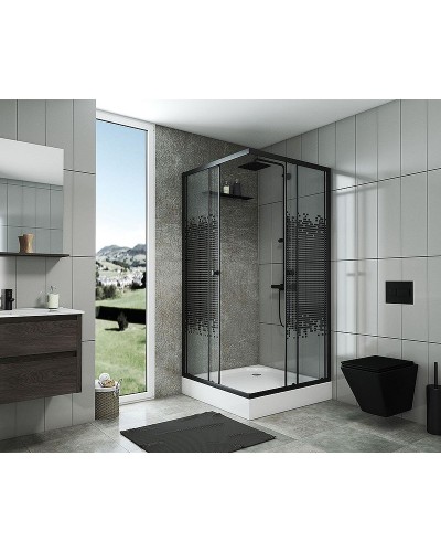 Душевой уголок Niagara Eco 80х80 NG-008-14Q Black профиль Черный стекло с рисунком