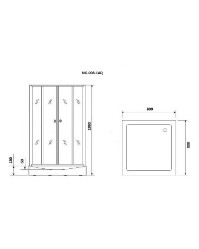 Душевой уголок Niagara Eco 80х80 NG-008-14Q Black профиль Черный стекло с рисунком