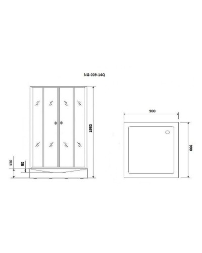 Душевой уголок Niagara Eco 90х90 NG-009-14Q Black профиль Черный стекло с рисунком