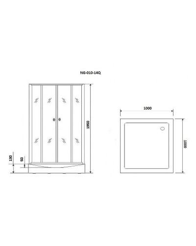 Душевой уголок Niagara Eco 100х100 NG-010-14Q Black профиль Черный стекло с рисунком
