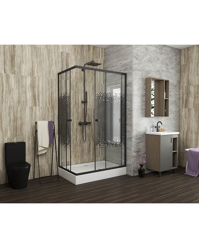 Душевой уголок Niagara Eco 120х80 NG-012-14Q Black профиль Черный стекло с рисунком
